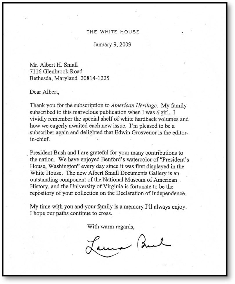 laura bush letter